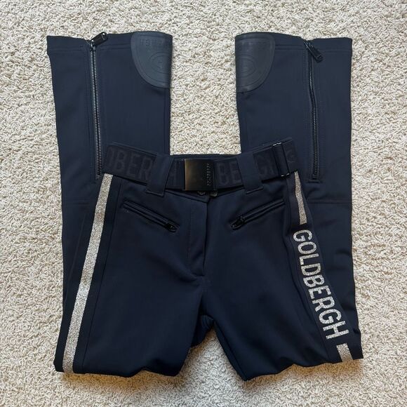 Goldbergh Cher Ski Pants Pippa Ski Pants Black Gold Logo Waterproof US 8 - Picture 5 of 12